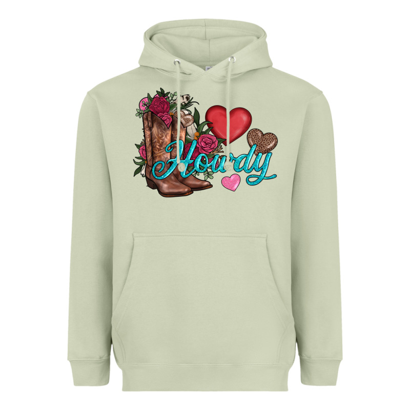 Valentines Day Howdy And Boots Heavyweight Hoodie by AdoDesignShop | Teevron