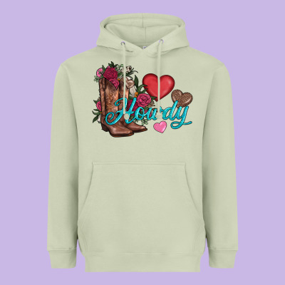 Valentines Day Howdy And Boots Heavyweight Hoodie Designed By Adodesignshop