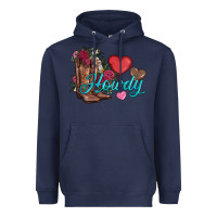 Navy valentines day howdy and boots Heavyweight Hoodie - AdoDesignShop