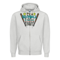 Dove Grey softball Zipper Hoodie - CowhideDigitalArt
