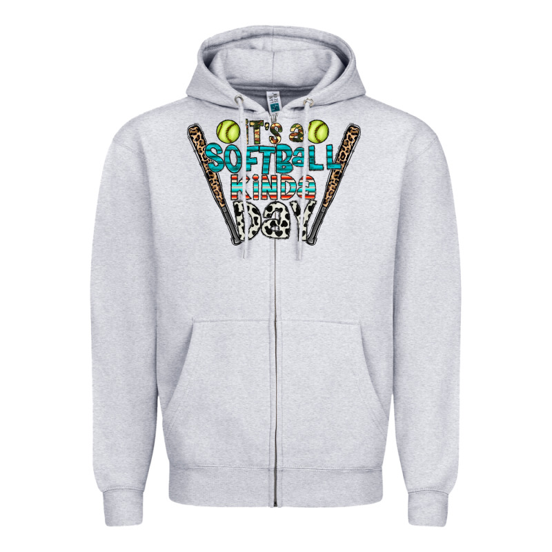 Softball Zipper Hoodie by CowhideDigitalArt | Teevron