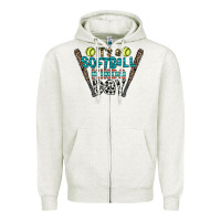 Oatmeal Heather softball Zipper Hoodie - CowhideDigitalArt