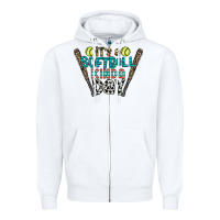White softball Zipper Hoodie - CowhideDigitalArt