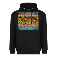 Black western sunflowers turquoise Heavyweight Hoodie - Artiststas