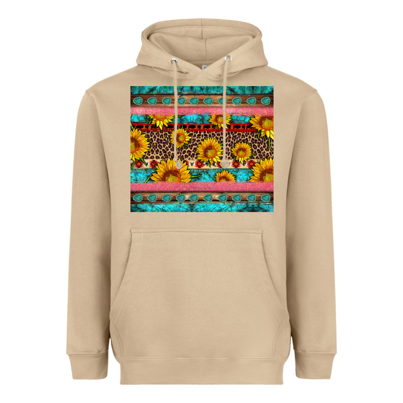 Western Sunflowers Turquoise Heavyweight Hoodie by Artiststas | Teevron