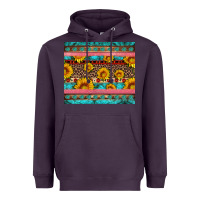 Plum western sunflowers turquoise Heavyweight Hoodie - Artiststas