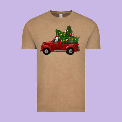 Vintage Tee Christmas Farm Truck With Baby Sheep