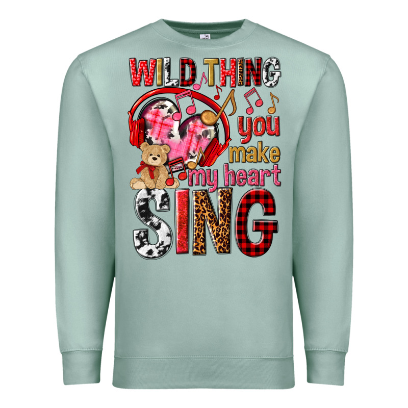 Wild Thing You Make My Heart Sing Premium Sweatshirt by NancyCooperArtShop | Teevron