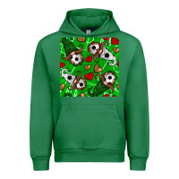 Emerald soccer gnomes and hearts seamless pattern Urban Hoodie - BundleAndBundleShop