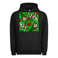 Pigment Black soccer gnomes and hearts seamless pattern Urban Hoodie - BundleAndBundleShop