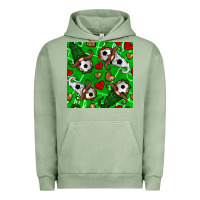 Pigment Oil Green soccer gnomes and hearts seamless pattern Urban Hoodie - BundleAndBundleShop