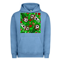 Pigment Pebble Blue soccer gnomes and hearts seamless pattern Urban Hoodie - BundleAndBundleShop