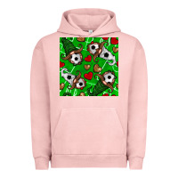 Pigment Salmon soccer gnomes and hearts seamless pattern Urban Hoodie - BundleAndBundleShop