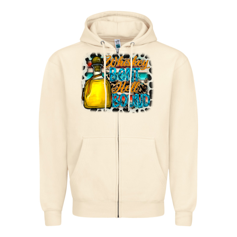 Whiskey Bent Hell Bound Zipper Hoodie by CowhideDigitalArt | Teevron