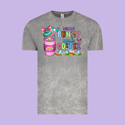 Some Bunny Needs Coffee With Gnomes Vintage Tee Designed By Zillion Design Studio