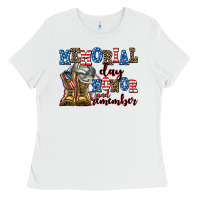 White memorial day honor and remember Ladies Tee - AdoDesignShop