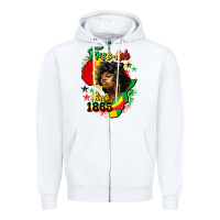White free ish since 1865 Zipper Hoodie - HRA Design Shop
