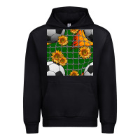 Black soccer balls and sunflowers with goal nets seamless pattern Urban Hoodie - BundleAndBundleShop