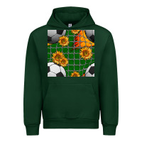 Forest Green soccer balls and sunflowers with goal nets seamless pattern Urban Hoodie - BundleAndBundleShop