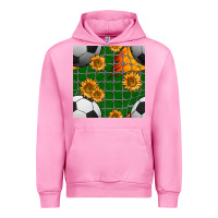 Fuchsia Pink soccer balls and sunflowers with goal nets seamless pattern Urban Hoodie - BundleAndBundleShop
