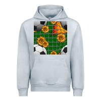 Heather Grey soccer balls and sunflowers with goal nets seamless pattern Urban Hoodie - BundleAndBundleShop