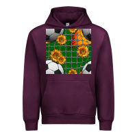 Mauve Wine soccer balls and sunflowers with goal nets seamless pattern Urban Hoodie - BundleAndBundleShop