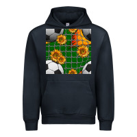 Navy soccer balls and sunflowers with goal nets seamless pattern Urban Hoodie - BundleAndBundleShop