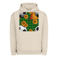Pigment French Oak soccer balls and sunflowers with goal nets seamless pattern Urban Hoodie - BundleAndBundleShop