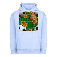 Pigment Grape Ice soccer balls and sunflowers with goal nets seamless pattern Urban Hoodie - BundleAndBundleShop