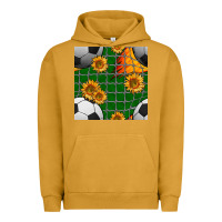 Pigment Peanut Butter soccer balls and sunflowers with goal nets seamless pattern Urban Hoodie - BundleAndBundleShop