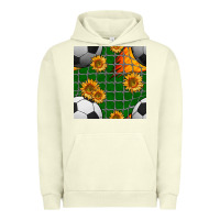 Pigment Pistachio soccer balls and sunflowers with goal nets seamless pattern Urban Hoodie - BundleAndBundleShop