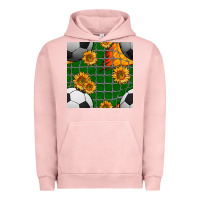 Pigment Salmon soccer balls and sunflowers with goal nets seamless pattern Urban Hoodie - BundleAndBundleShop