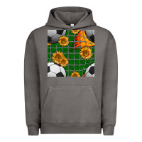 Pigment Tornado soccer balls and sunflowers with goal nets seamless pattern Urban Hoodie - BundleAndBundleShop