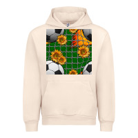 Sandshell soccer balls and sunflowers with goal nets seamless pattern Urban Hoodie - BundleAndBundleShop
