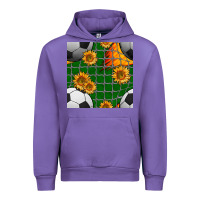 Tulip soccer balls and sunflowers with goal nets seamless pattern Urban Hoodie - BundleAndBundleShop