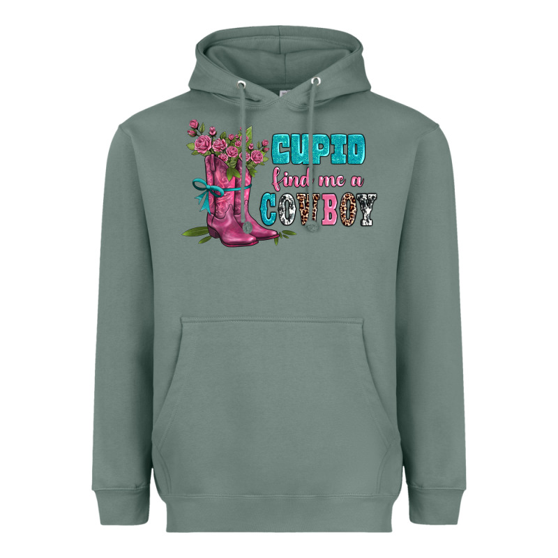 Velantines Day Cupid Find Me A Cowboy Heavyweight Hoodie by AdoDesignShop | Teevron