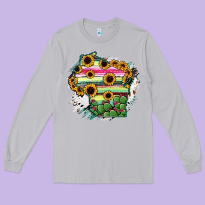 Wisconsin State Map Long Sleeve Tee Designed By Ranaportraitstore