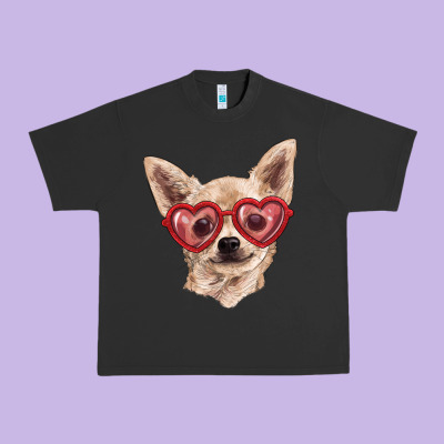 Urban Heavy Tee Chihuahua dog with love glasses
