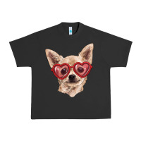 Pigment Black Chihuahua dog with love glasses Urban Heavy Tee - RanaPortraitStore