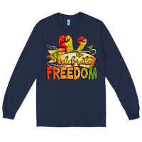 Navy We are black history juneteenth Long Sleeve Tee - Zillion Design Studio