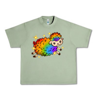 Oil Green rainbow sheep with star Urban Heavy Tee - texasbilliewilder