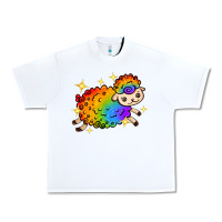 White rainbow sheep with star Urban Heavy Tee - texasbilliewilder
