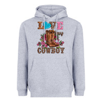 Heather Grey valentines day love my cowboy Heavyweight Hoodie - AdoDesignShop