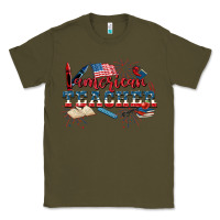 Army Green American Teacher 4th of July Classic Tee - CowGirlArtShop