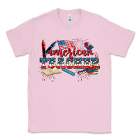 Bubblegum Pink American Teacher 4th of July Classic Tee - CowGirlArtShop