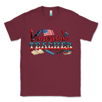 Burgundy American Teacher 4th of July Classic Tee - CowGirlArtShop