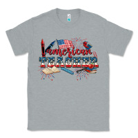 Heather Grey American Teacher 4th of July Classic Tee - CowGirlArtShop