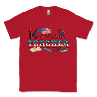 Red American Teacher 4th of July Classic Tee - CowGirlArtShop