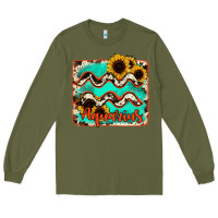 Army Green aquarius turquoise cowhide Long Sleeve Tee - RanaPortraitStore