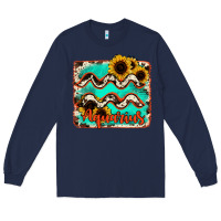 Navy aquarius turquoise cowhide Long Sleeve Tee - RanaPortraitStore